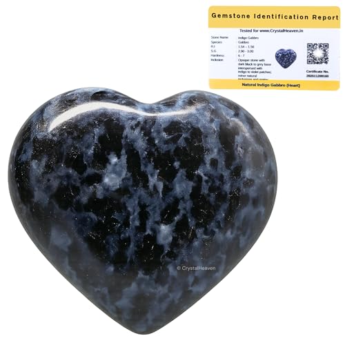 Image of Indigo Gabbro Crystal Heart Palm Pebbles Stones for Anxiety Stress Relief Massage - AAA Grade Original Healing Gemstone Agate Heart Palm Stone for Yoga Meditation Spiritual