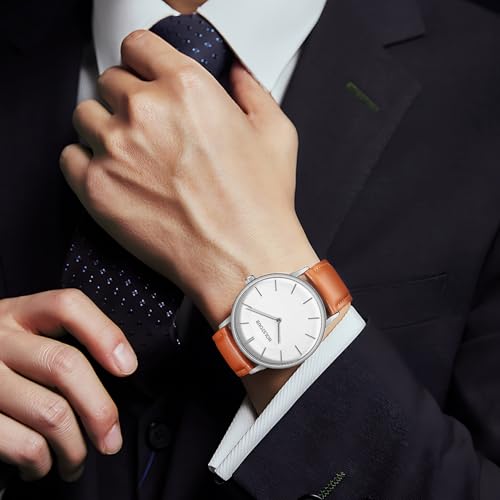 Image of HOLSTOUR Watches for Men Minimalist Fashion Business Wrist Watch Analog with Leather Strap