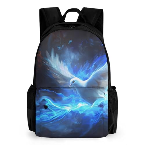 White Holy Spirit Dove Classic Backpack for Men Women Casual Daypack with Pocket and Adjustable Strap for Travel Work