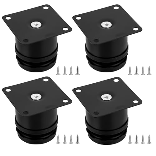 HAOCHEN 4 Piezas Patas para Muebles Altura Regulables, Patas Ajustables, Patas para Mesas Acero Inoxidable, Patas para Muebles Sofá Mesa Estantes, con Tornillos (50X50MM, Negro)