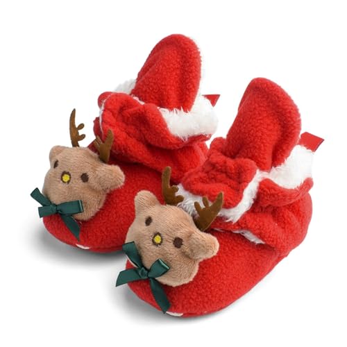 sfdgfhyf Cartoon Shoes for Toddler Infant Christmas Booties Soft Baby Santa Winter Warm Fleece Slippers Snow Boots Crib3
