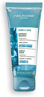 Yves Rocher Pure Algue Smoothing Moisturizing Gentle Face Scrub Exfoliating Facial Cleanser Organic Microalgae Bamboo Microgranules Radiant Smooth Healthy Skin 75 ml/2.5 fl.oz