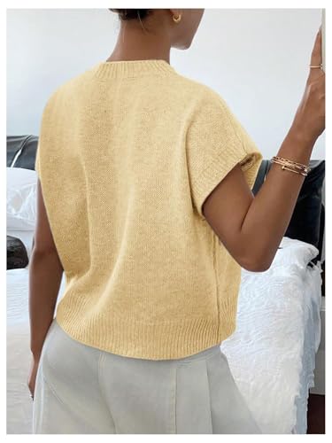 Image of SOLY HUX Women's Short Sleeve Sweater 3D Floral Sweaters Pullover Tank Tops Knit Vest Trendy Fashion Clothing