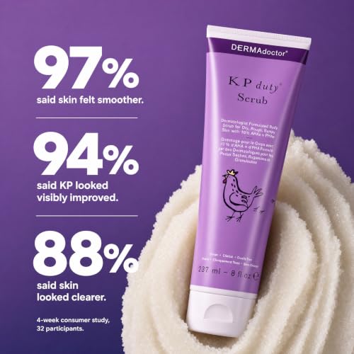 Image of DERMAdoctor KP Bump Eraser Body Scrub with 10% AHAs + PHAs for Keratosis Pilaris, Dry, Rough, and Bumpy Skin, Dermatologist Formulated Exfoliating Body Scrub with Glycolic and Lactic acids - 8 Fl oz