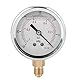CYSFETENA 1/4 BSP Ölgefülltes Hydraulische Manometer, 1-0bar, -30-0inhg Skala Klarer Edelstahl-Manometer, Genaues Druckluft Manometer für Maschinen, Erdöl, Chemische Industrie