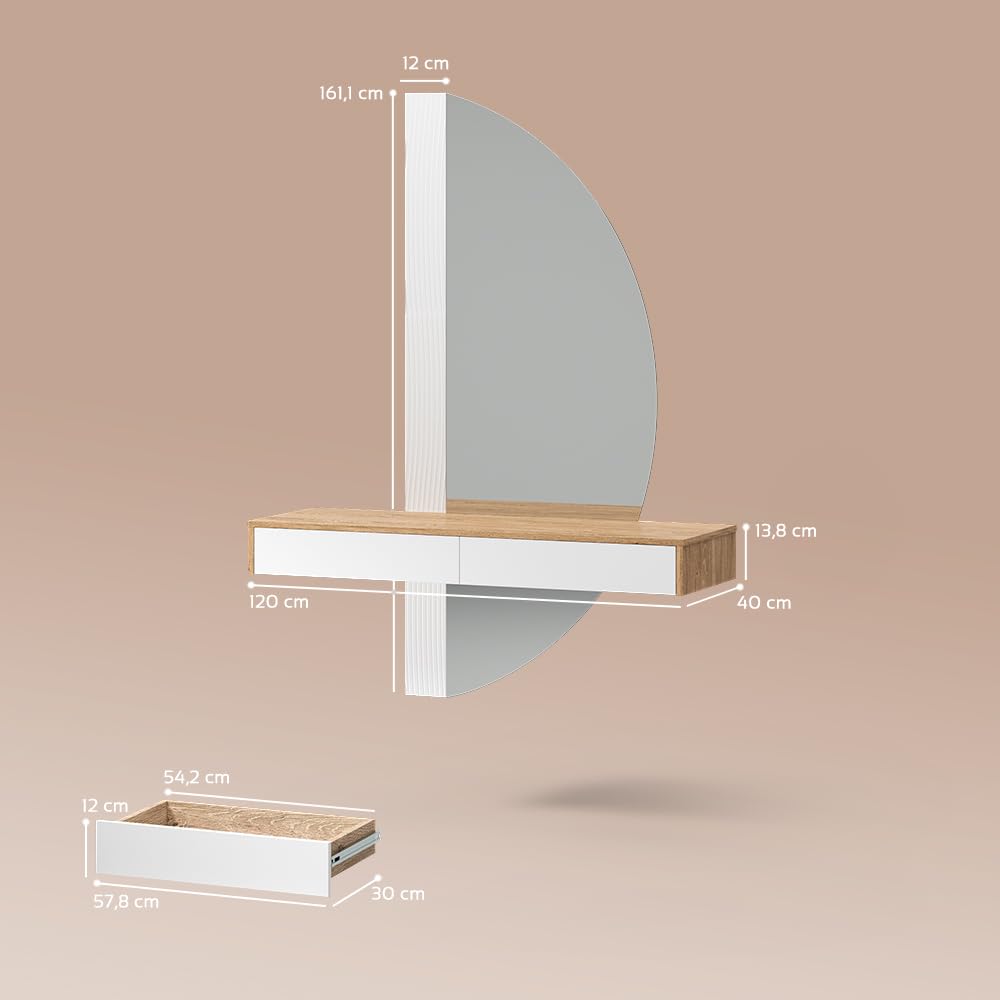 Livinity Tocador Ascona, Blanco, 120 cm con iluminación LED