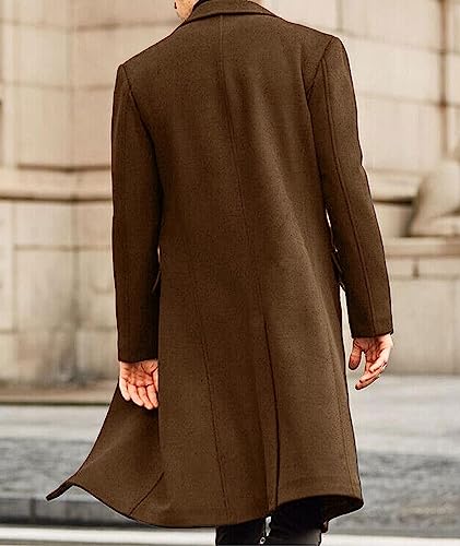 image for SOMTHRON Men's Casual Trench Coat Slim Fit Notched Collar Long Jacket 
