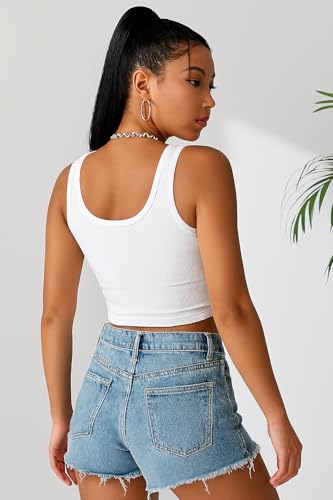 Image of 95% Cotton, 5% Lycra Women's and Girls Solid Ribbed Square Neck Tank Top | Tanktop for Women | Sleeveless Top | Crop Tanktop | Ribbed Tank Top