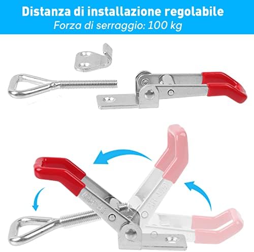 YOTINO 4 Pcs Toggle Catch Latches Adjustable Cabinet Boxes Case Chest Catches Metal Toggle Clamp Latch Hasp Heavy Duty 100KG/220lbs Holding Capacity, Smasll Size