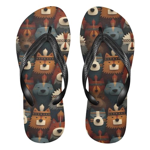 Flip Flop Sandals Tribal Bear Print for Women Men Beach Outdoor XS
