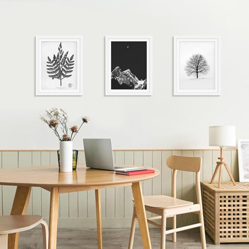 Picrit 14x18 Picture Frame 3 Pack, White Poster Frame, Display Poster 12 x 16 with Mat or 14 x 18 without Mat for Horizontal or Vertical Wall Mounting