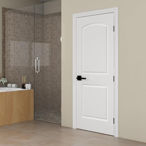 BARNSMITH 30x80 in Raised 2-Panel Arch Top Smooth White Primed Molded Door Slab Classic Paintable Hollow Core Interior Door Panel for Swing Pocket Sliding Door Durable and Lightweight