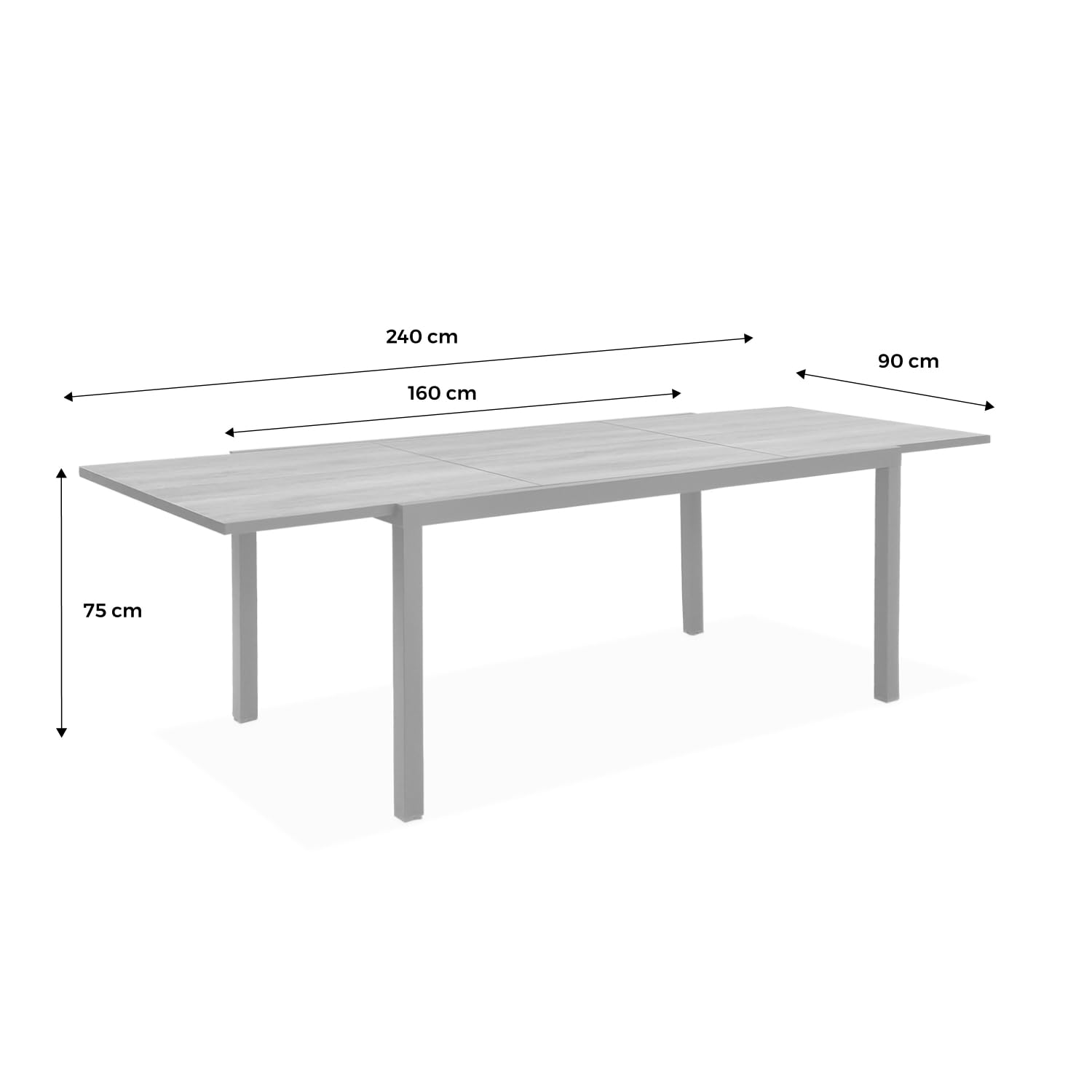 Alice's Garden sweeek-Mesa de jardín de Madera Extensible de DPC y Aluminio, 6-8 plazas Marrón - 240x90x75 cm | Nashville 240cm