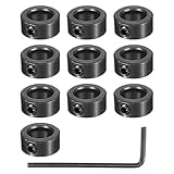 PATIKIL 10mm Bohrung Wellenkragen 18mm OD 8mm Dicke, 10 Stück Klemmring Madenschrauben Set Kohlenstoffstahl mit Gewindestift & Schlüssel für Automobilrobotik Maschinenbauin, Schwarz