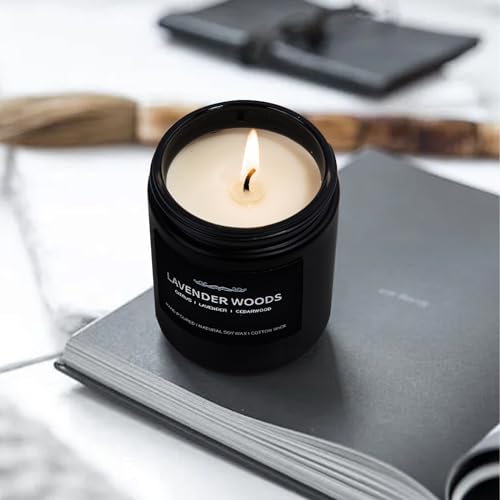 Scented Candles for Men, Scented Candles Set Soy Candles for Home Him,4 Pack Mens Candles Father's Day Gifts Gifts for Men Scents of Leather/Oak/Lavender Wood/Smoky Vanilla - Image 5