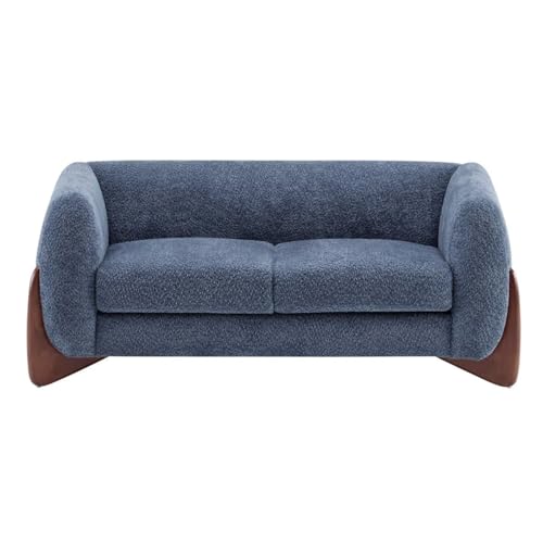 Image of Boucle Upholstered 5-Seater Sofa and Loveseat Navy Blue