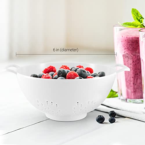Meadow Lane Goods 6-Inch, 3 Cup Personal Colander With Dual Handles For Fruit & Vegetable Portion Control (1 Pack, White) #TOP1