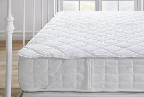 Yatas BEDDING Quilted Mattress Protector,Machine Washable and Easy Care, Superior Protection and Comfort,100% Natural Cotton Cover and Fluffy Filling,White (Full)