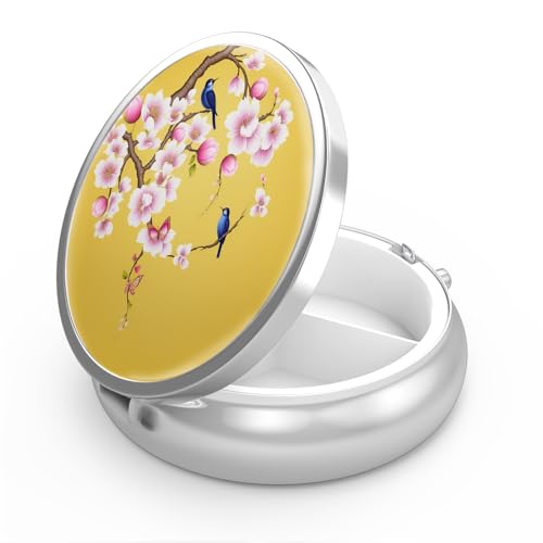 Pill Box 3 Compartment Small Pill Case,Portable for Pocket or Purse Pill Organizer Pill Container Holder to Hold Vitamins, Medication, Fish Oil and Supplements(Peach Blossom)