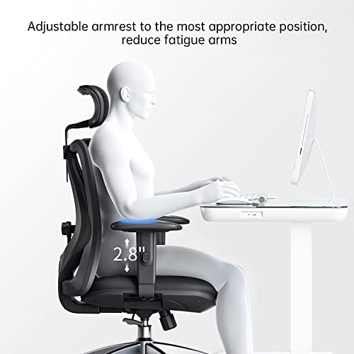 Sihoo Ergonomic Office Chair, Big And Tall Office Chair, Adjustable Headrest With 2D Armrest, Lumbar Support And Pu Wheels, Swivel Computer Task Chair For Office, Tilt Function Computer Chair #TOP3