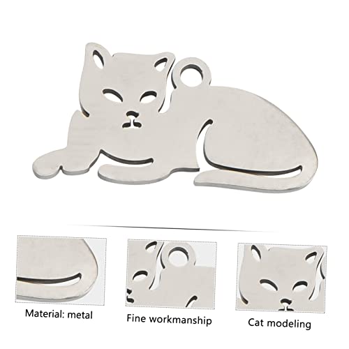 Collbath 10Pcs Diy Accessories Trendy Home Decor Stainless Steel Trim Vintage Decor Metal Animal Charm Cat Shape Pendant Stainless Steel Necklace Charm Home Adorn Stainless Steel Cat Decor #TOP7