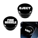 gunroil 2 Pack Car Cigarette Lighter Plug Cover, Dustproof Cigarette Lighter Decoration, 1.08In Metal Design, Universal Eject FIRE Missile Automotive Cigarette Lighter Plug Accessories (Black)