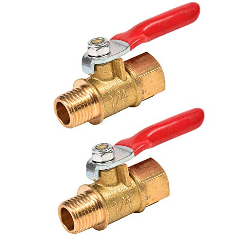 Sanpaint 2 Pack 1/4" Ball Valve,Air Compressor Brass Valve,1/4 Inch