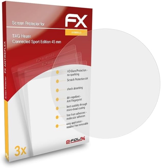 Screen Protector compatible with TAG Heuer Connected Sport Edition 45 mm Screen Protection Film, anti-reflective and shock-absorbing FX Protector