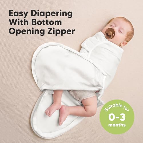 Image of Baby Swaddle Sleep Sacks with Zipper - 3-Pack Swaddles for Newborns 0-3 Months, Infant, Baby Girls, Boys, Soft & Durable Newborn Sleep Sack, Easy Diaper Change Swaddling Blanket (Soft White, OS)