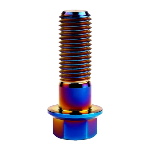 Image of Titanium Bolt M12 30 35 40 45 50 55 60 65 70 75 80 85 90mm Hex Small Flange Head for Motorcycle Car Modification Pack of 4 (M12x35mm Pitch 1.25, Burnt Blue)
