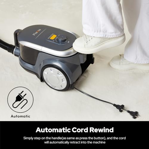 Image of Aircliff Canister Vacuum Cleaner, Specially Designed Nozzle for Pet Family, 1200W & 17Kpa Strong Suction, 2 HEPA Filters & 5 Cleaning Tools for Hard Floor, Carpet, Upholstery, Pet Hair(Sliver)