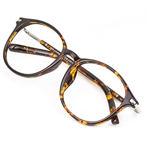 Image of VisionGlobal Blue Light Blocking Glasses for Women /Men, Anti Eyestrain, Computer Reading, TV Glasses, Stylish Oval Frame, Anti UV, Anti Glare(Tortoise,0.50 Magnification)