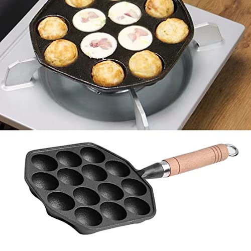 Ghisa Antiaderente Fori Takoyaki Pan con Manico Staccabile per Aebleskivers Pancake Home