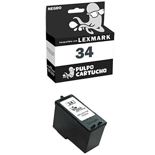 Pulpo Cartucho   Cartucho de Tinta Nº 34 Negro Compatible con Lexmark Ref. 018C0034E   Valido para Impresoras Series P/X/Z. Impresoras en Descripción