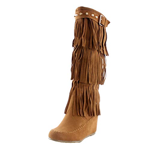 Nature Breeze Bridget-02Hi Moccasin Fringe Fashion Boots - Main Image