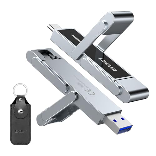 Image of EAGET 512GB High-Speed Dual USB Flash Drive, Up to 2100 MB /s, Portable SSD with USB 3.2 + USB-C, Metal Frame & Transparent Window Design, External Memory Stick for iPhone 15 /16 /17, Android, PC, Mac