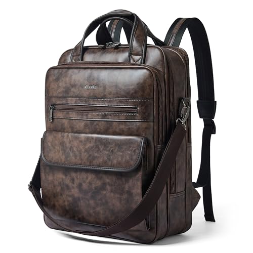 Shrrie Laptop Backpack for Women and Men, 15.6 Inch Vegan Leather...