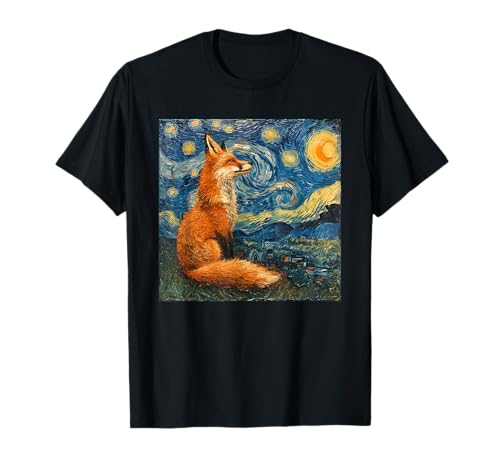 Fox Van Gogh Style Starry Night T-Shirt