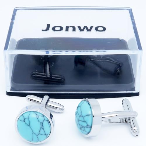 Dome Natural Turquoise Stone Cufflinks Jewelry for Men Stainless Steel Classic Tuxedo Shirt Unique Business Wedding3