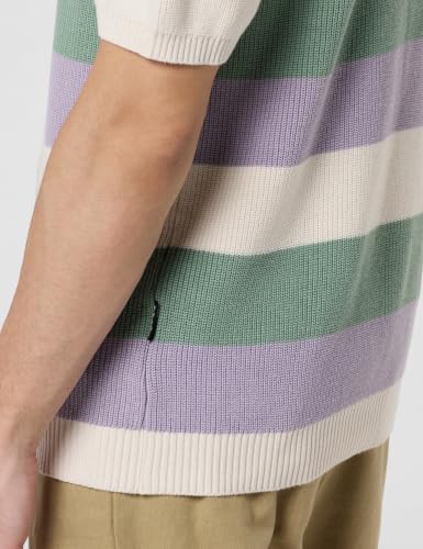 Image of THE BEAR HOUSE Multi-Color Horizontal Striped Textured Knit Design Regular Fit Polo