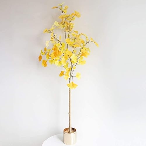 Miniatura 5 de Ryakos Árbol artificial para interiores, árbol artificial de simulación de árbol de ginkgo, estilo nórdico, decoración de suelo de sala de estar