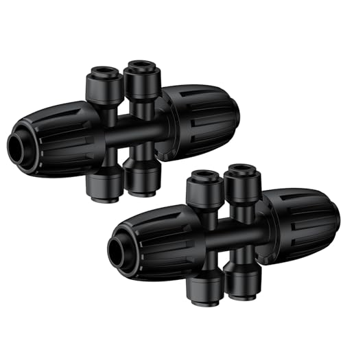Pawfly 12 Pcs 1/2'' to 1/4'' Drip Irrigation Fittings, Anti-Leak Reducing Tees, Push-to-Fit Drip...