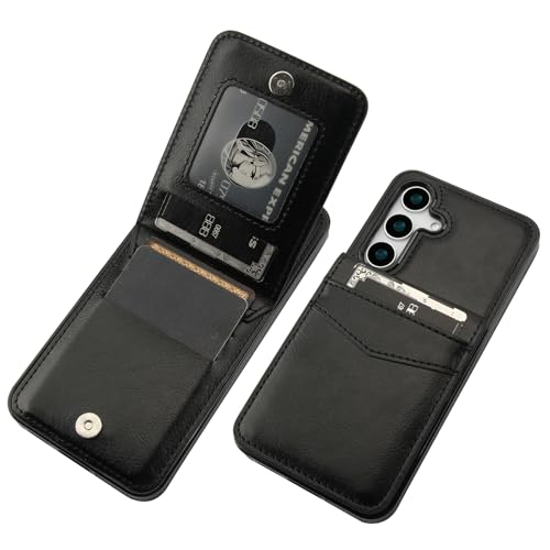 KIHUWEY for Samsung Galaxy S25 Case Wallet with Credit Card Holder, Flip Premium Leather Magnetic Clasp Kickstand Heavy Duty Protective Cover for Samsung Galaxy S25 6.2' (Black)