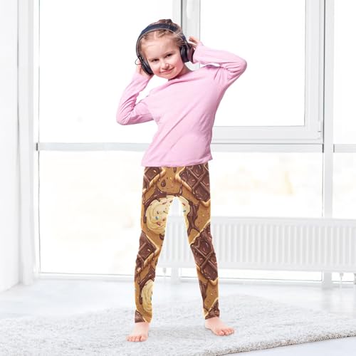 Chocolate Waffle Sprkle Colorful Ice Cream Girls Leggings Kids Yoga Pants Dance Active Tights 4T4