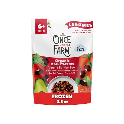 Once Upon a Farm Frozen Organic Baby Food Black Bean Red Pepper Sweet Potato & Cilantro with Avocado Oil & Cumin Plant-Rich Meal 3.5 Ounce
