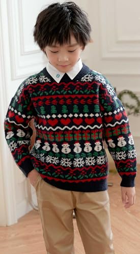 SMILING PINKER Toddler Boys Christmas Sweater Crewneck Long Sleeve Reindeer Santa Snowman Knit Pullover Chunky Top4