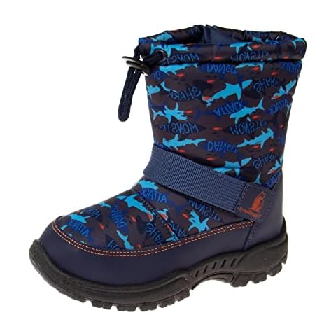 Rugged Bear Boy's Snow Boot, Navy/Sharks, 4 Big Kid Cover