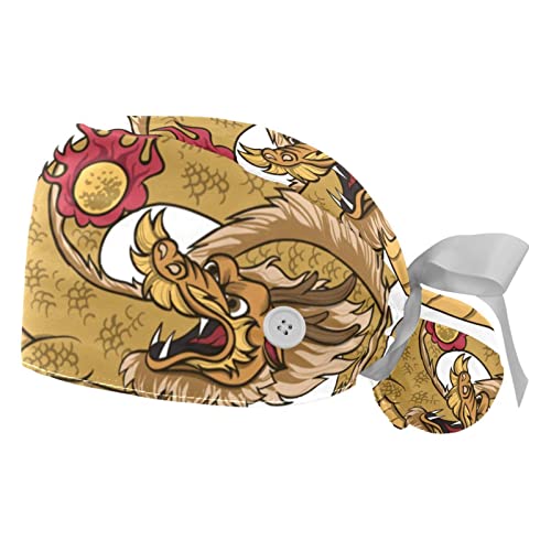 Casquette de travail avec motif dragon chinois et bandeau absorbant de sueur