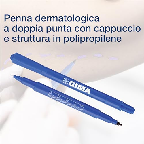 Gima - Dermatologische Doppelstift mit Kappenstruktur aus Polypropylen, Spitze aus Polyesterfaser, 10-teilig, 33179
