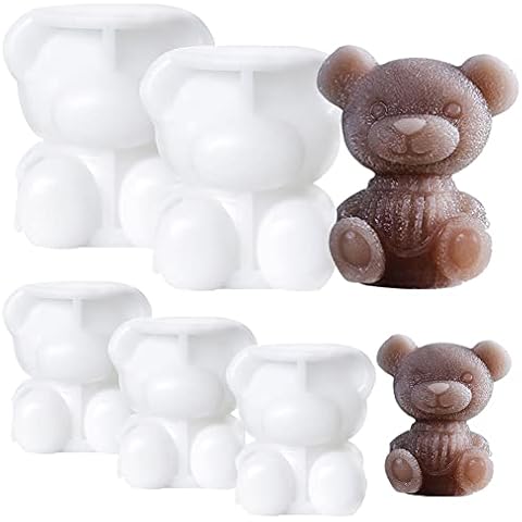 Teddy Bear Ice Cube 3D Mold -5PCS ,Silicone Animal Mold, Soap Candle Mold, Ice Cube for coffee, candy, soda, soap, candles, tea, candy, 2 sizes, BPA free, food grade silicone Cover